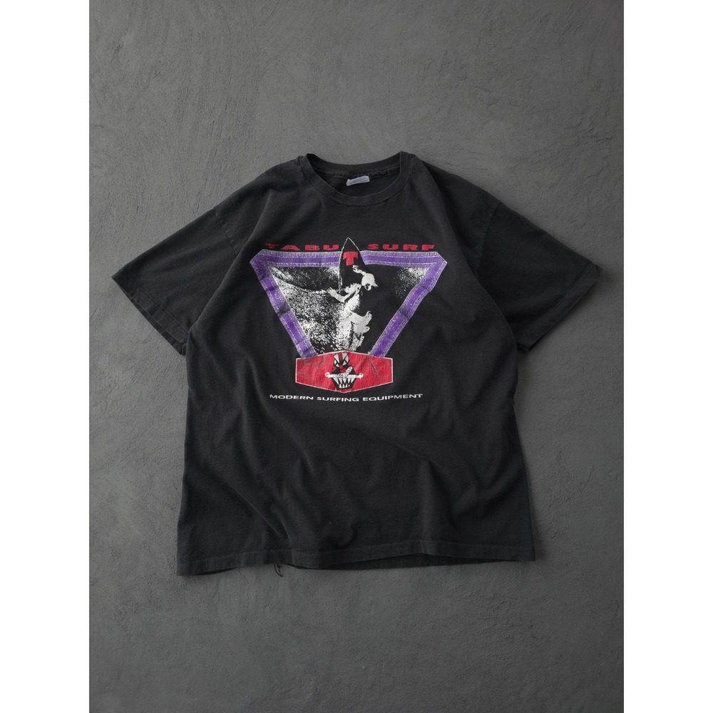 Vintage 90s Tabu‎ Surf Modern Surfing Equipment Black Single Stitch T-shirt XL